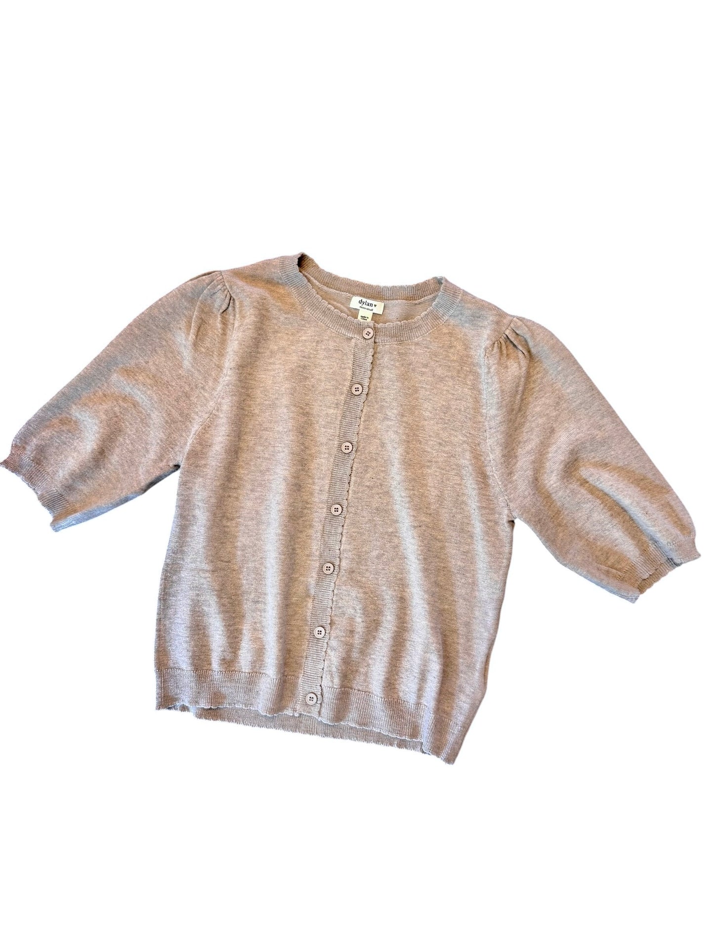 Blair Crewneck Cardigan in fawn by Dylan