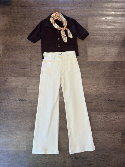 Polo Collar Cardigan in coffee bean by J.Society