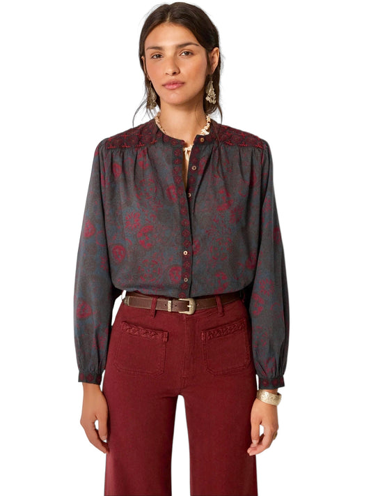 Charlotte Blouse in medusa deep blue by Maison Hotel