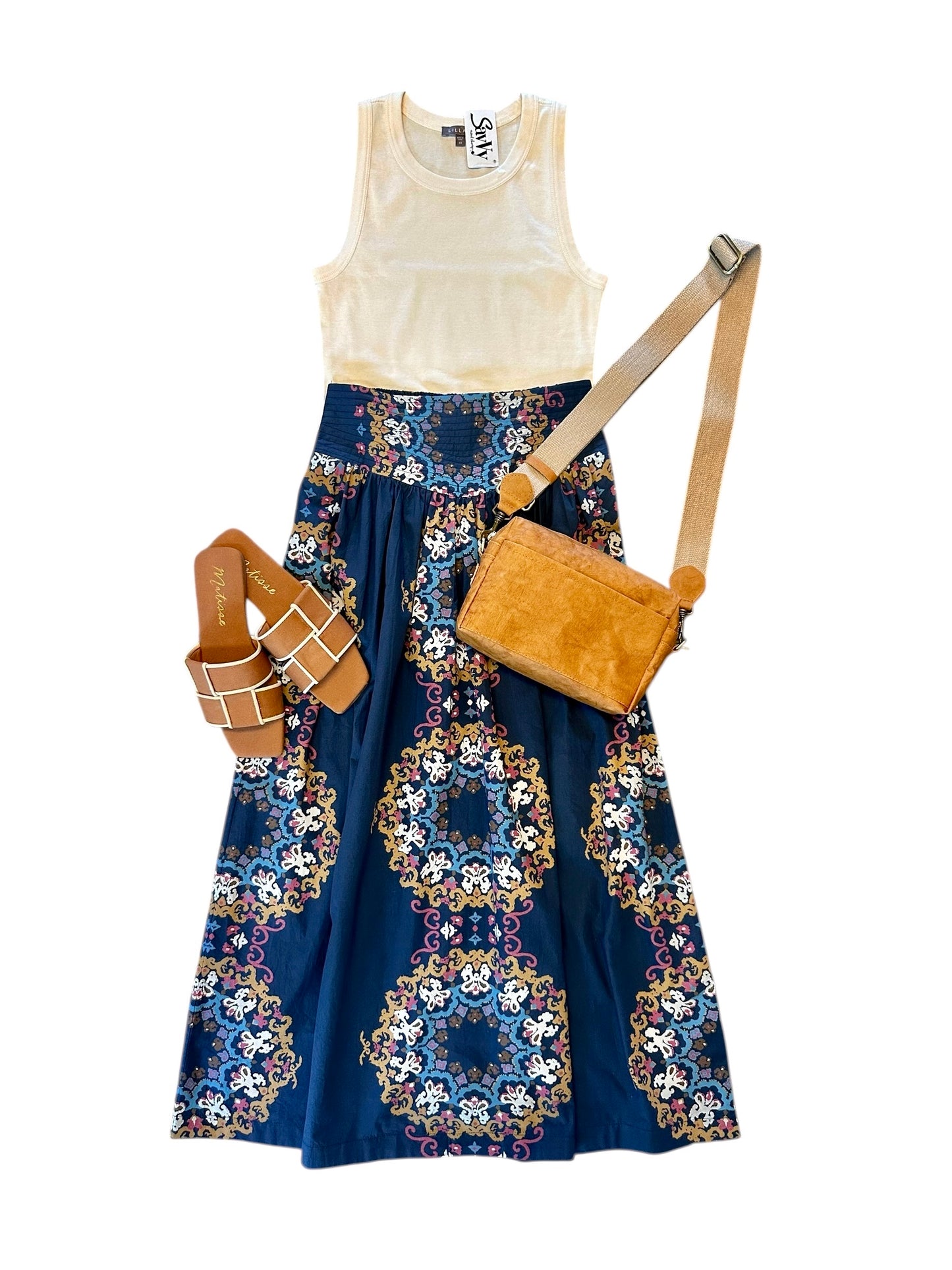 Esmeralda Ankle Skirt in venezia blue by Cleobella