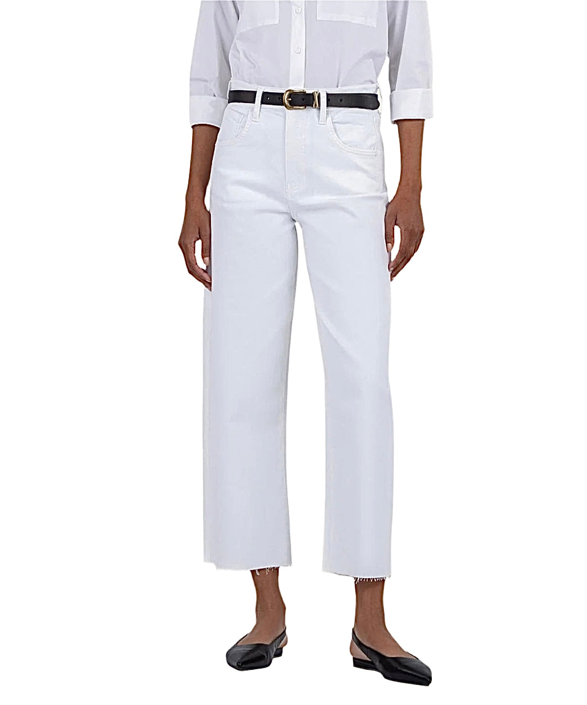 Gwen High Rise Wide Leg Raw Hem in optic white by KUT