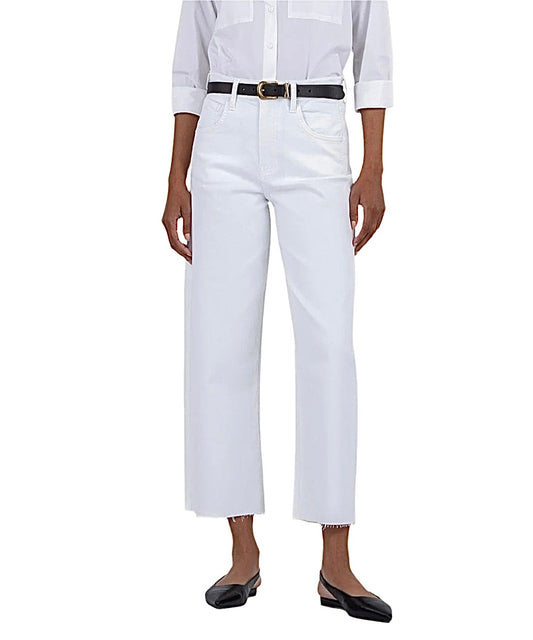 Gwen High Rise Wide Leg Raw Hem in optic white by KUT