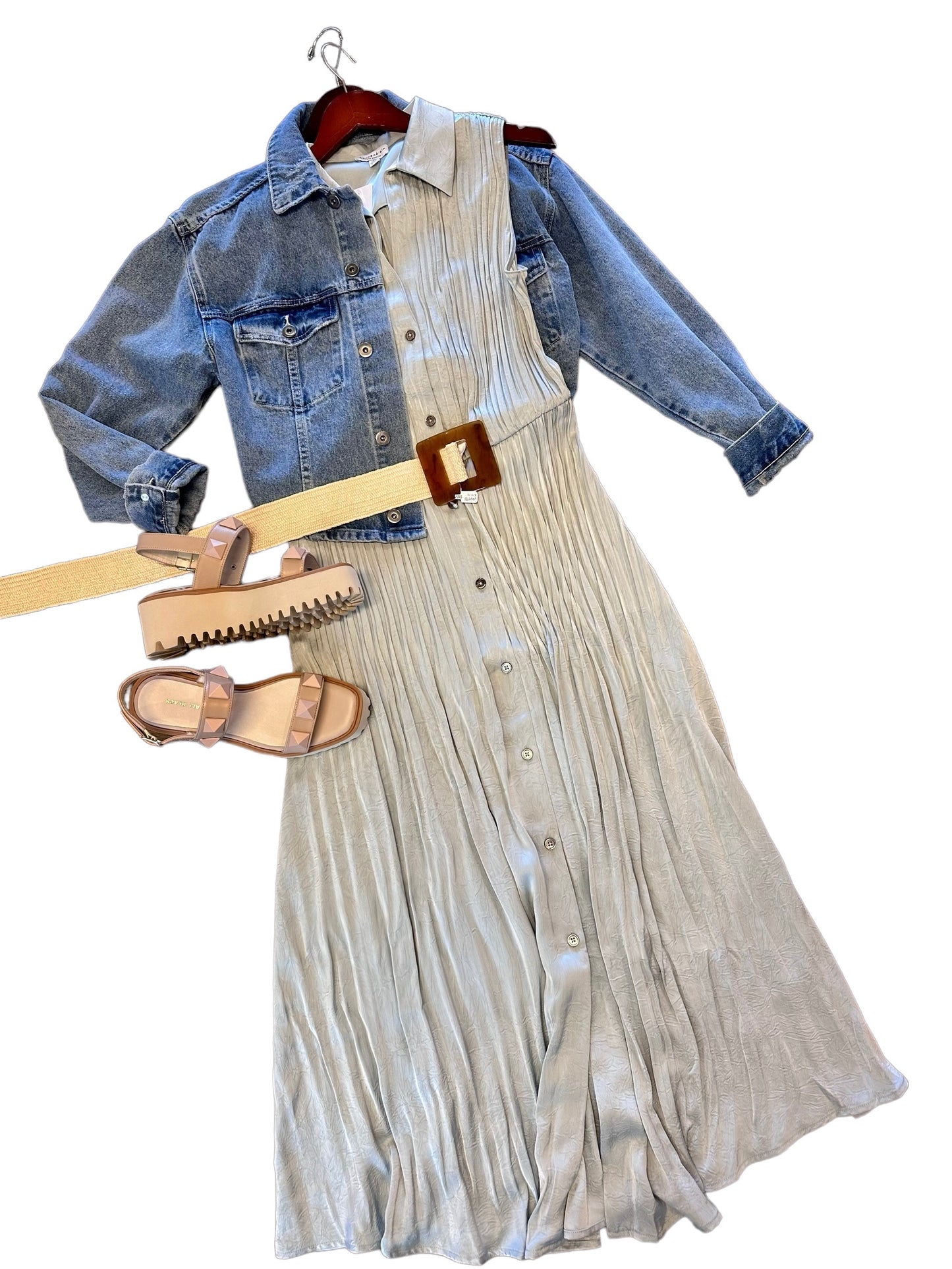 Square Lucite Buckle Straw Belt in natural
