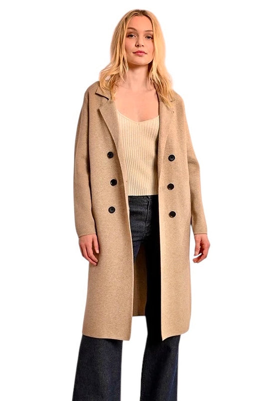 Long Sweater Coat in beige by Molly Bracken