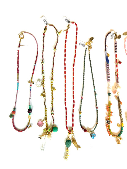 Beaded Charm Necklace in multi by Meredith Waterstraat