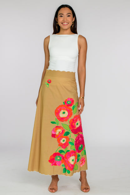 Elizabeth James floral embroidered skirt front view