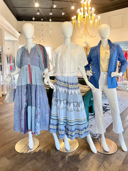 Jalene Handwoven Dress in iris blue by Conditions Apply