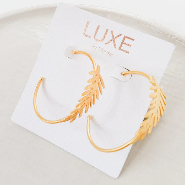The Chelsea Hoop with Leaf Earring in gold by Virtue