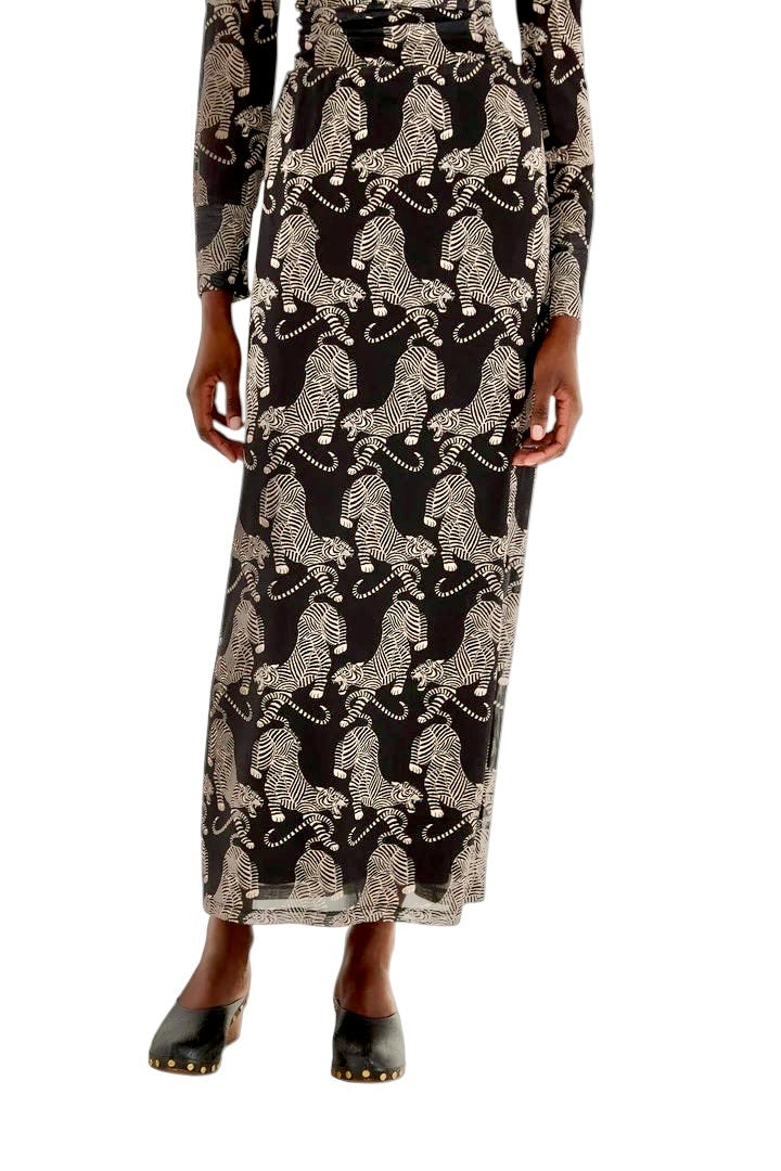 Striped Tigers Tulle Midi Skirt in black by Farm Rio