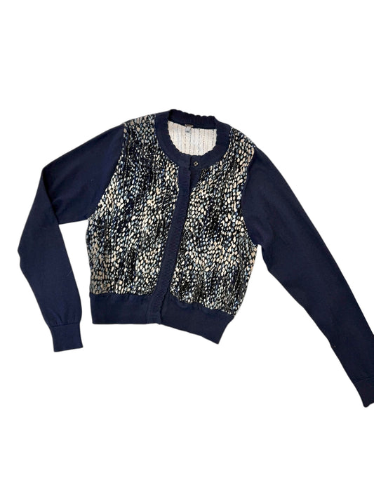 Zenessa Velour Printed Front Cardigan in navy by Blank