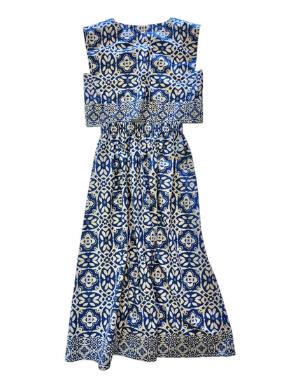 Madelyn Midi Skirt in rosetta tile navy by Brooks Avenue