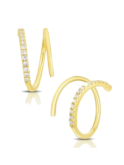 On Point Pave Hoops in gold by Farrah B