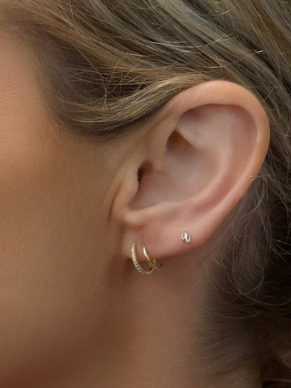 On Point Pave Hoops in gold by Farrah B
