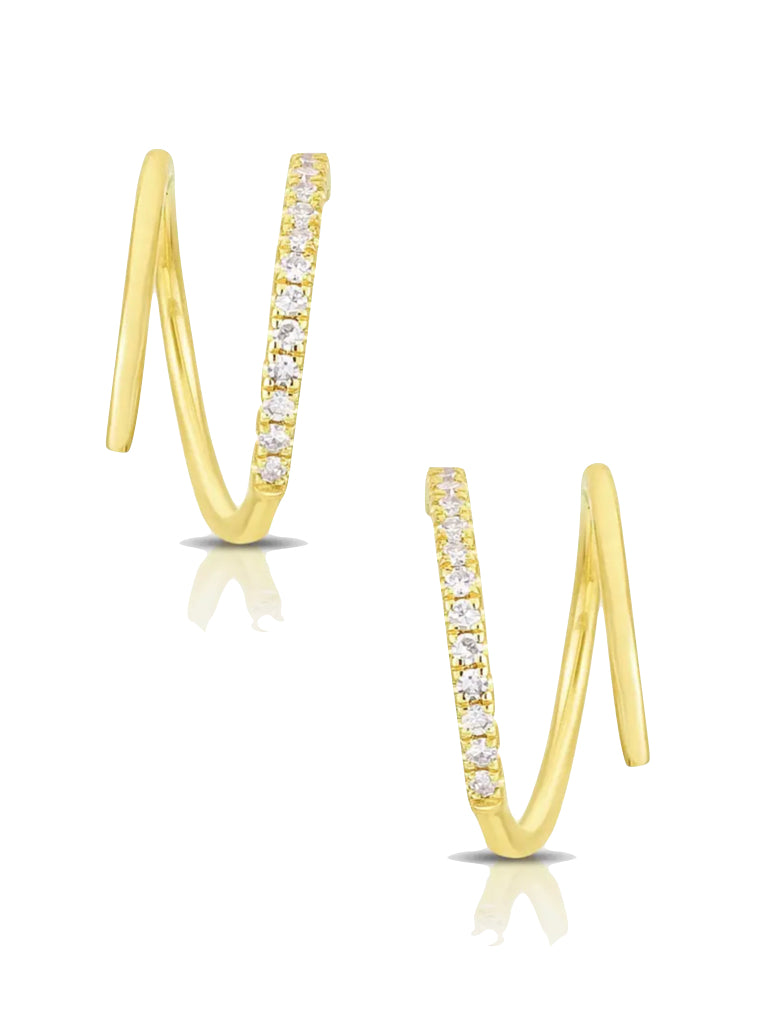On Point Pave Hoops in gold by Farrah B