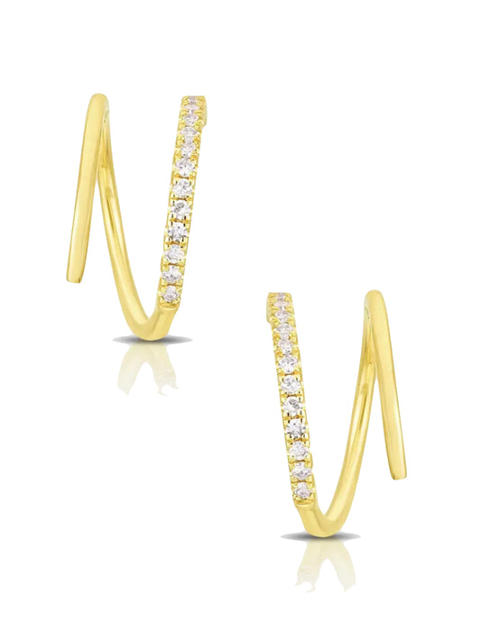 On Point Pave Hoops in gold by Farrah B