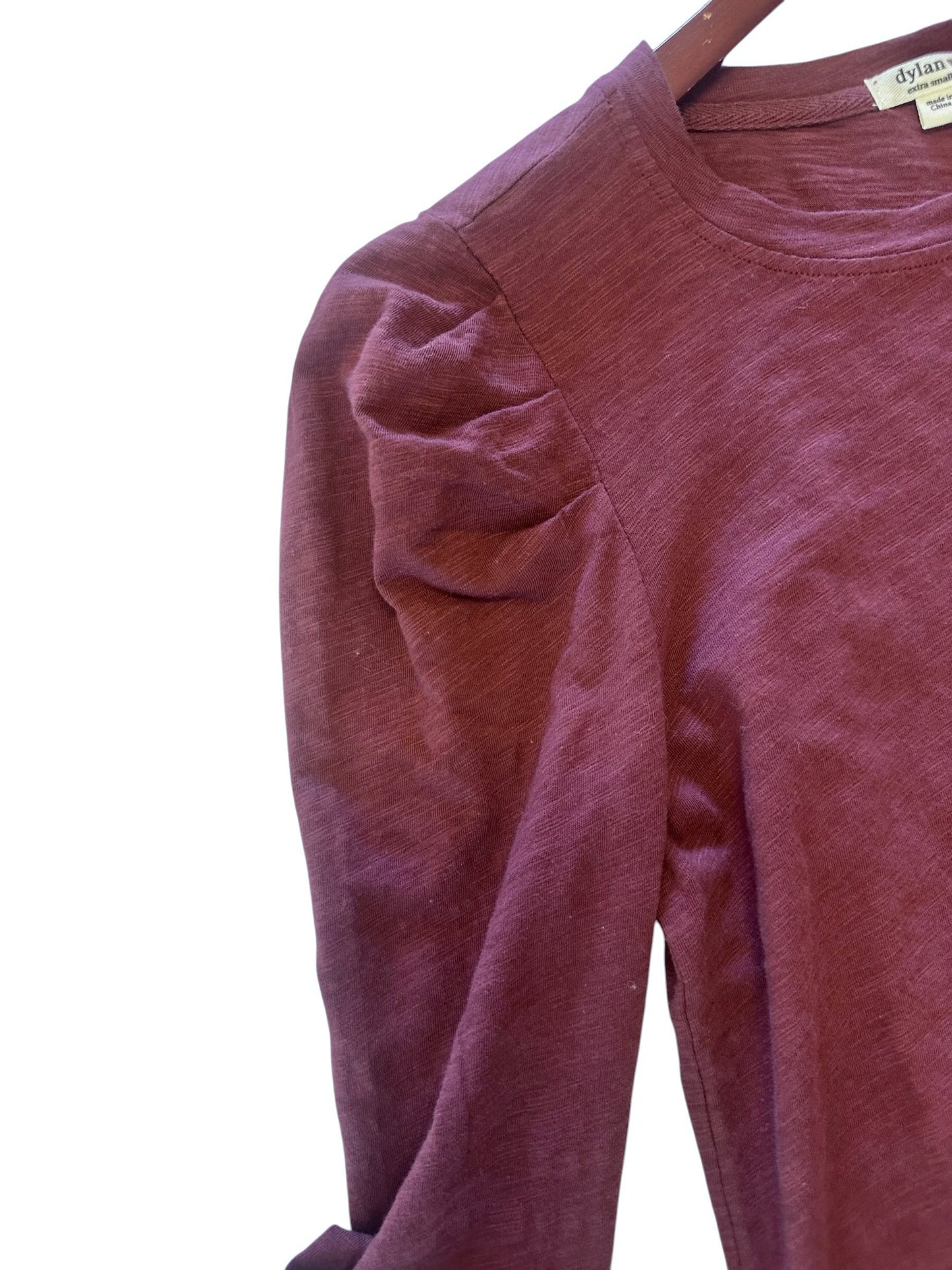 Jules Tee with Pleated Shoulder Sleeve in mulberry by Dylan