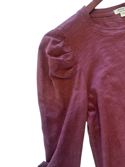 Jules Tee with Pleated Shoulder Sleeve in mulberry by Dylan