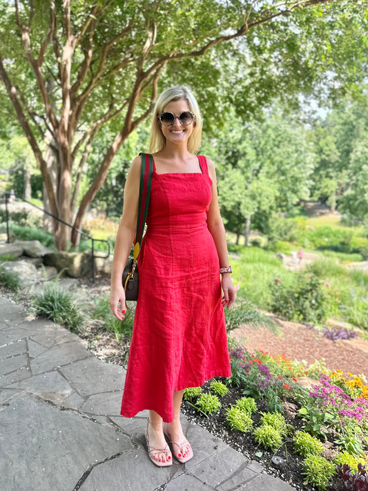 Linen Dress in strawberry by Haris Cotton