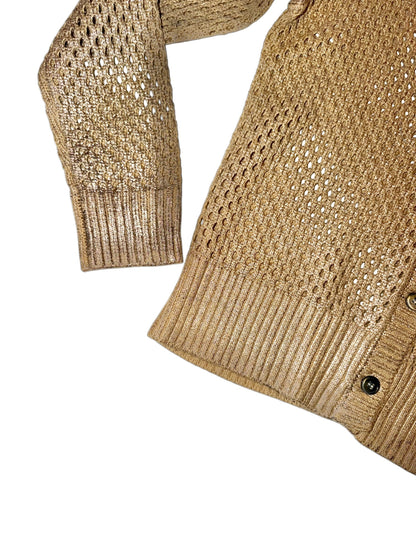 Open Stitch Crew Cardigan in champagne by J.Society