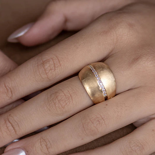 Brushed Gold with CZ Ring in gold by Eneida Franca