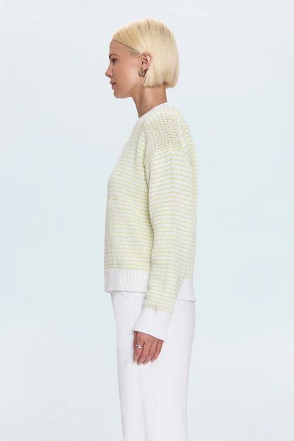 Aura Relaxed Crew Sweater in limeade by Pistola