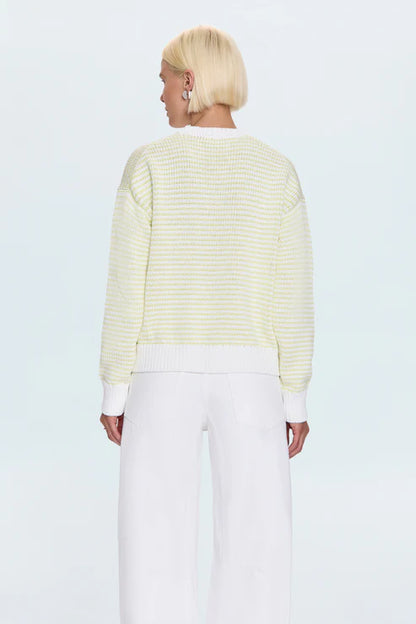 Aura Relaxed Crew Sweater in limeade by Pistola