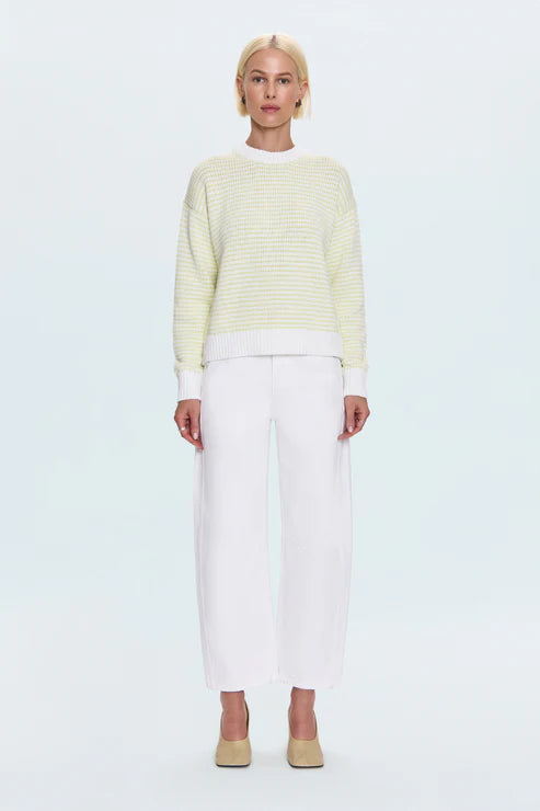 Aura Relaxed Crew Sweater in limeade by Pistola