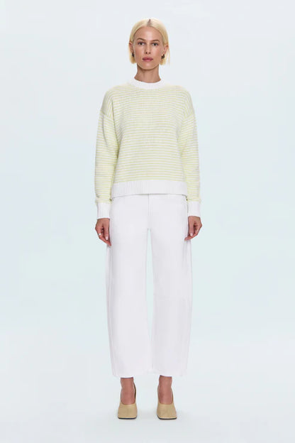 Aura Relaxed Crew Sweater in limeade by Pistola