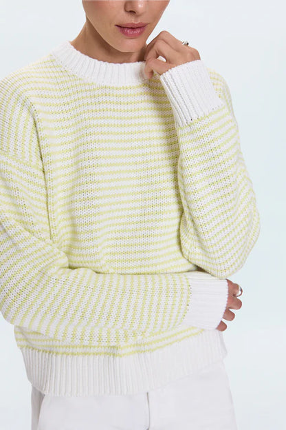 Aura Relaxed Crew Sweater in limeade by Pistola