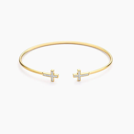 Cross Flexi Cuff Bracelet in gold by Ella Stein