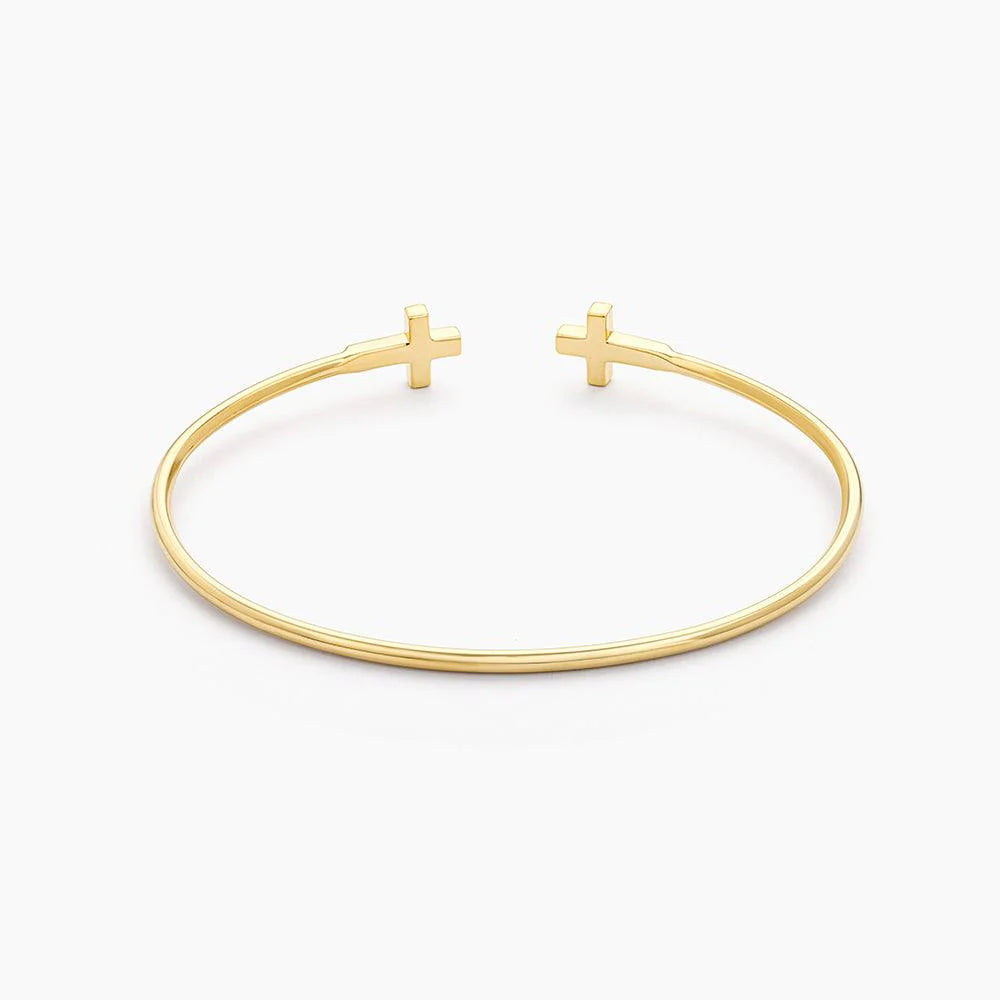 Cross Flexi Cuff Bracelet in gold by Ella Stein