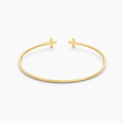 Cross Flexi Cuff Bracelet in gold by Ella Stein