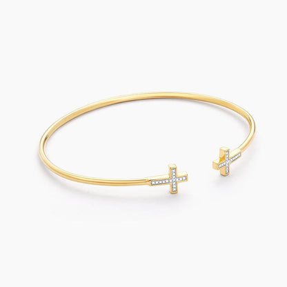 Cross Flexi Cuff Bracelet in gold by Ella Stein