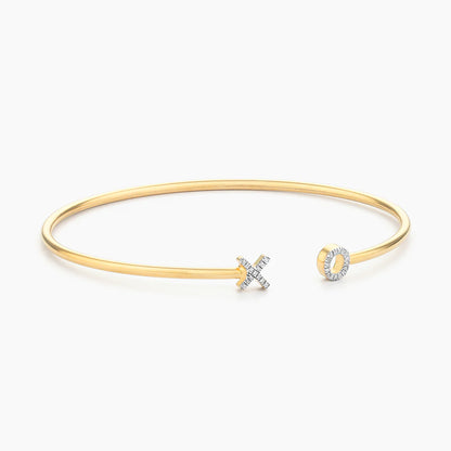 XO Flexi Cuff Bracelet in gold by Ella Stein