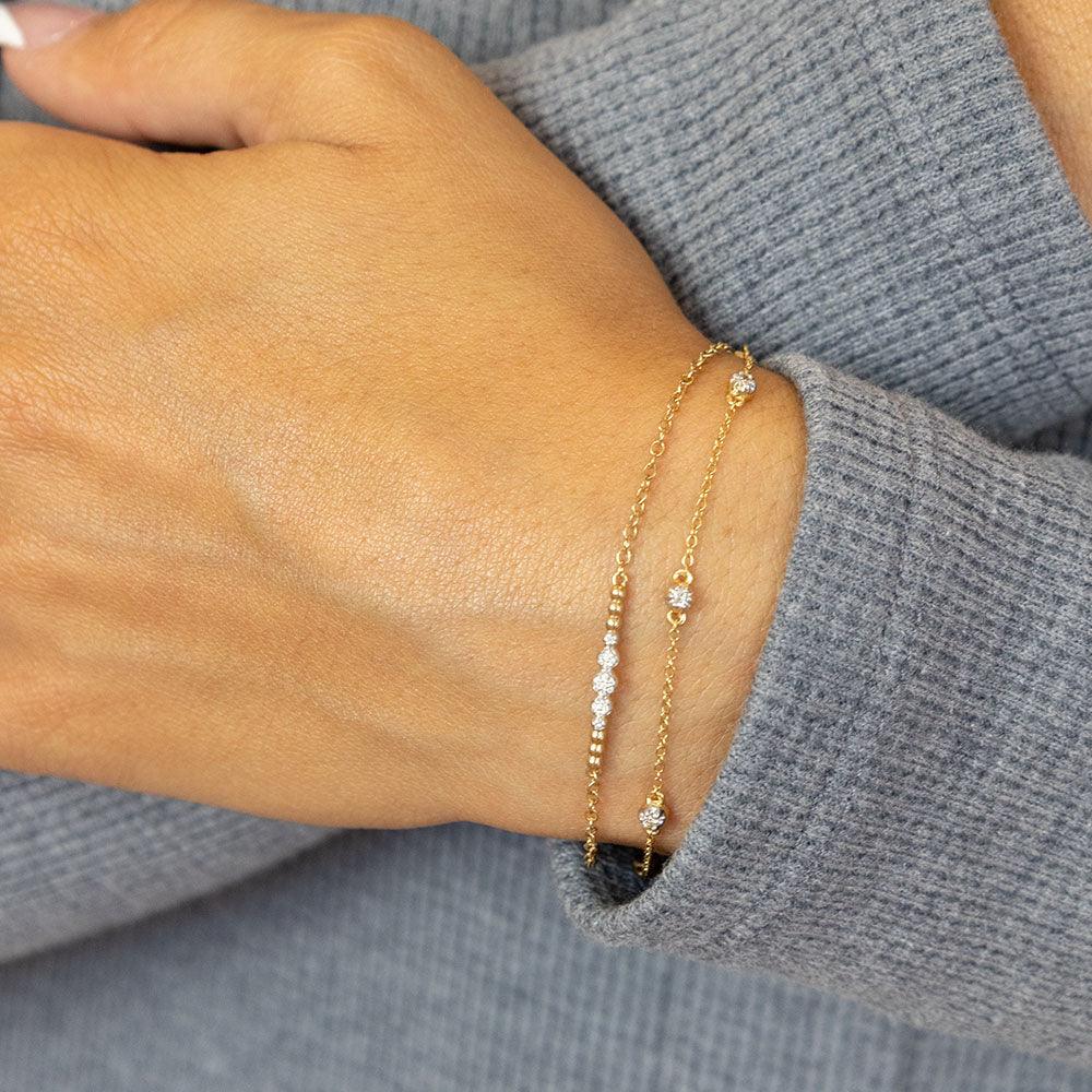 Beaded Connection Chain Bracelet in gold by Ella Stein