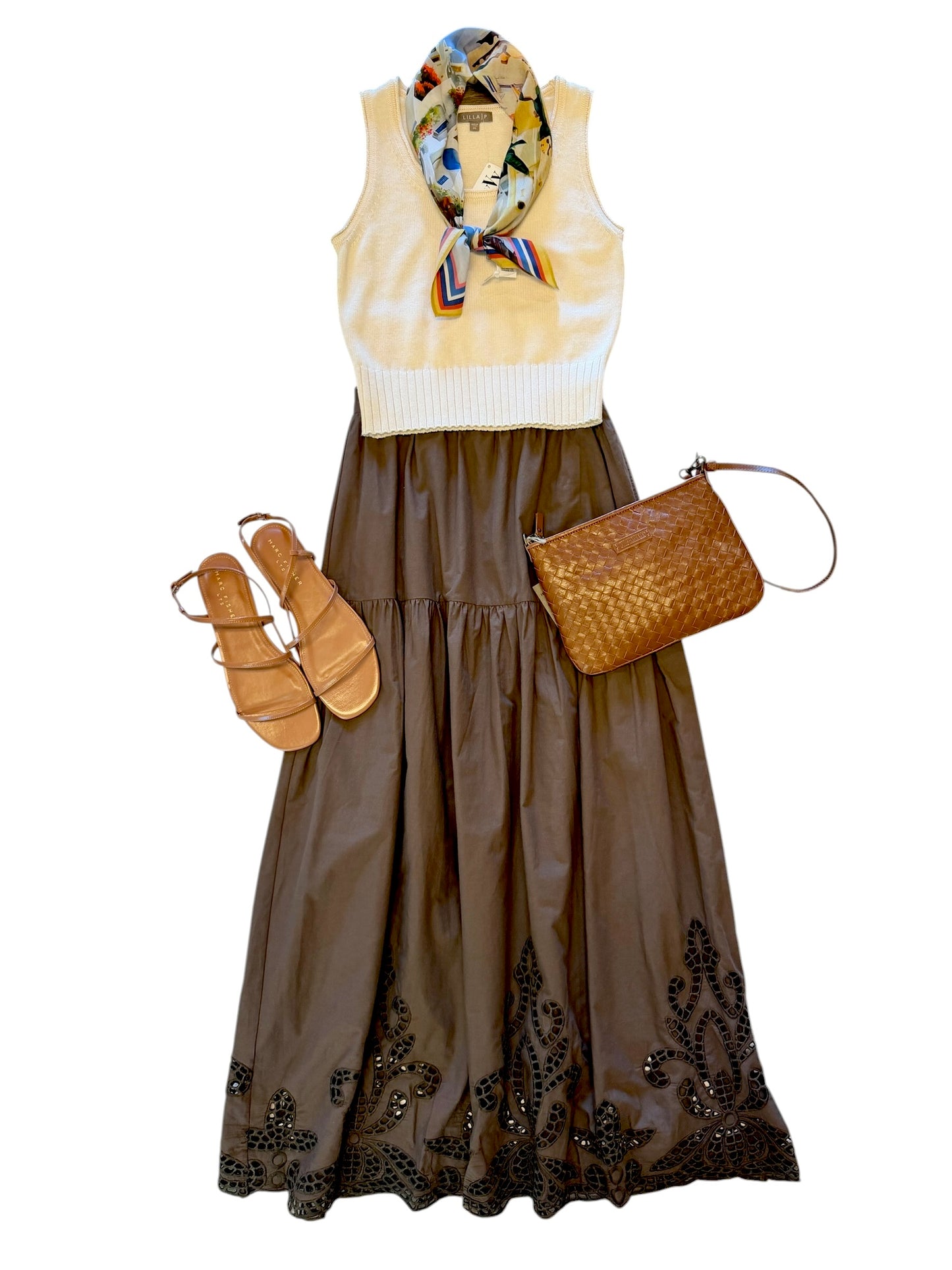 Arly Eyelet Maxi Skirt in coco by Heartloom