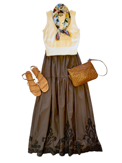 Arly Eyelet Maxi Skirt in coco by Heartloom