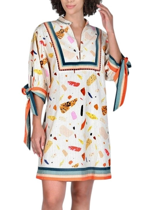 Aiyanna Printed Short Dress in ivory by Conditions Apply