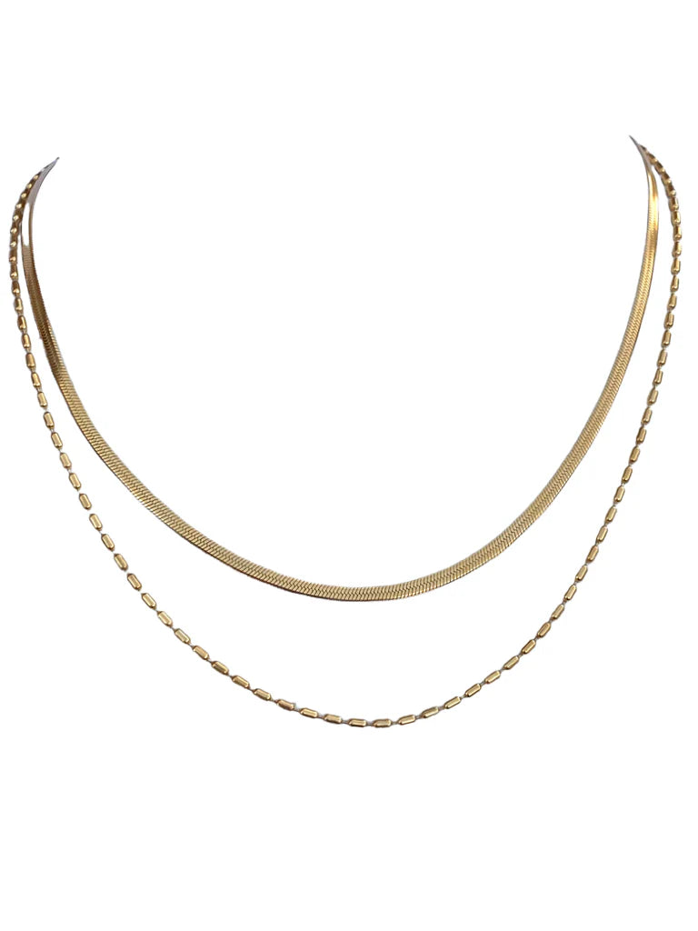 Easy Breezy 2 Layer Necklace in gold by Farrah B