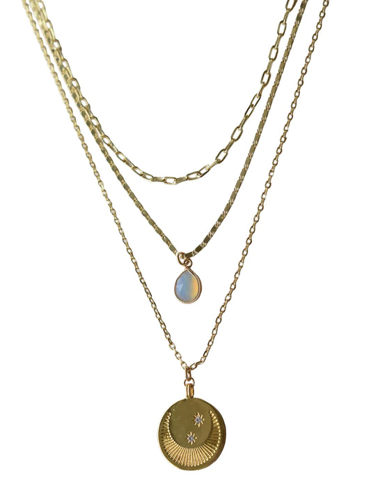 Hung the Moon Necklace in gold by Farrah B