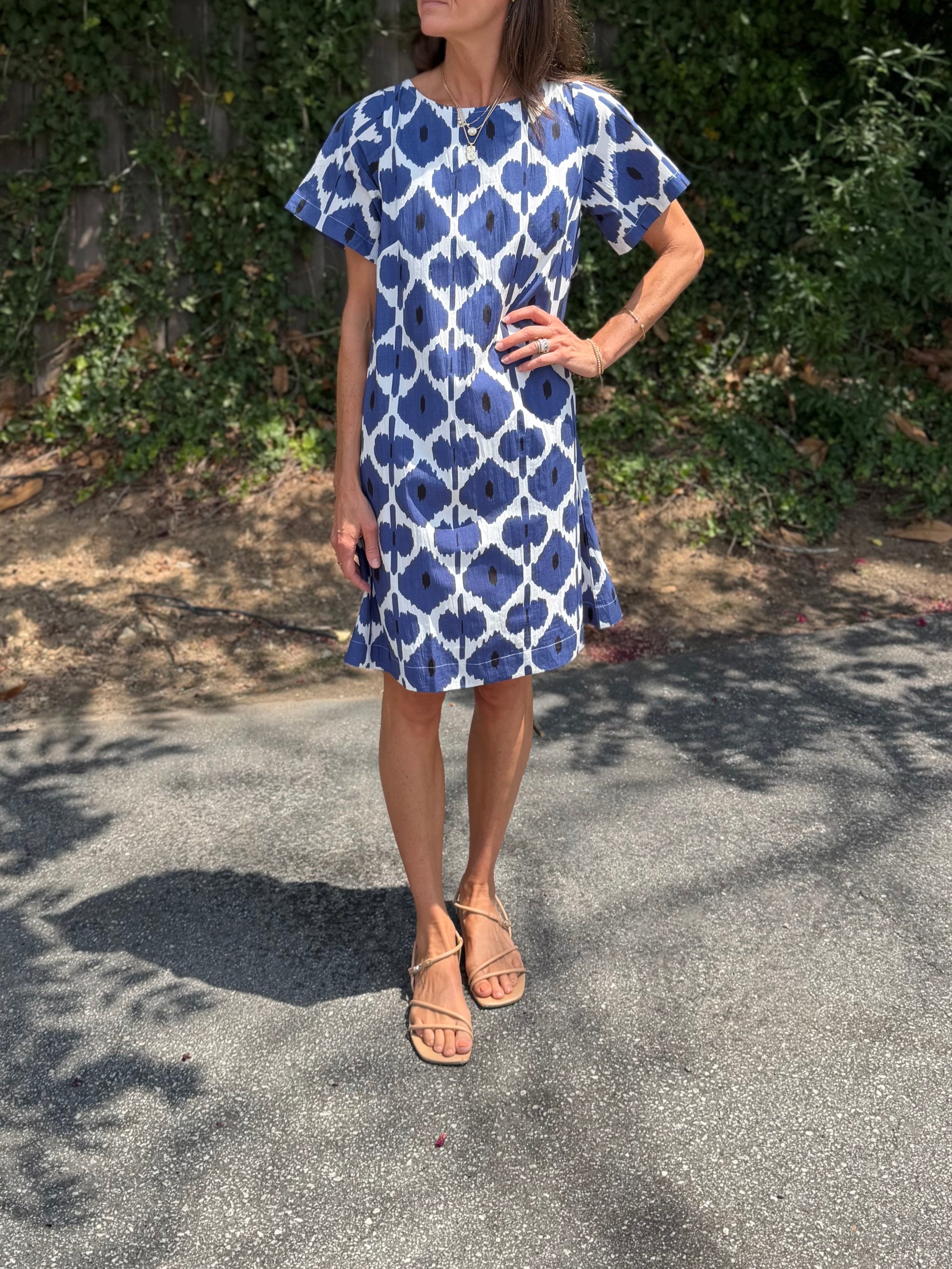 indigo mini dress Short Sleeve Cinched Waist Seam Detail Mini Dress In Indigo Denim | EGO US