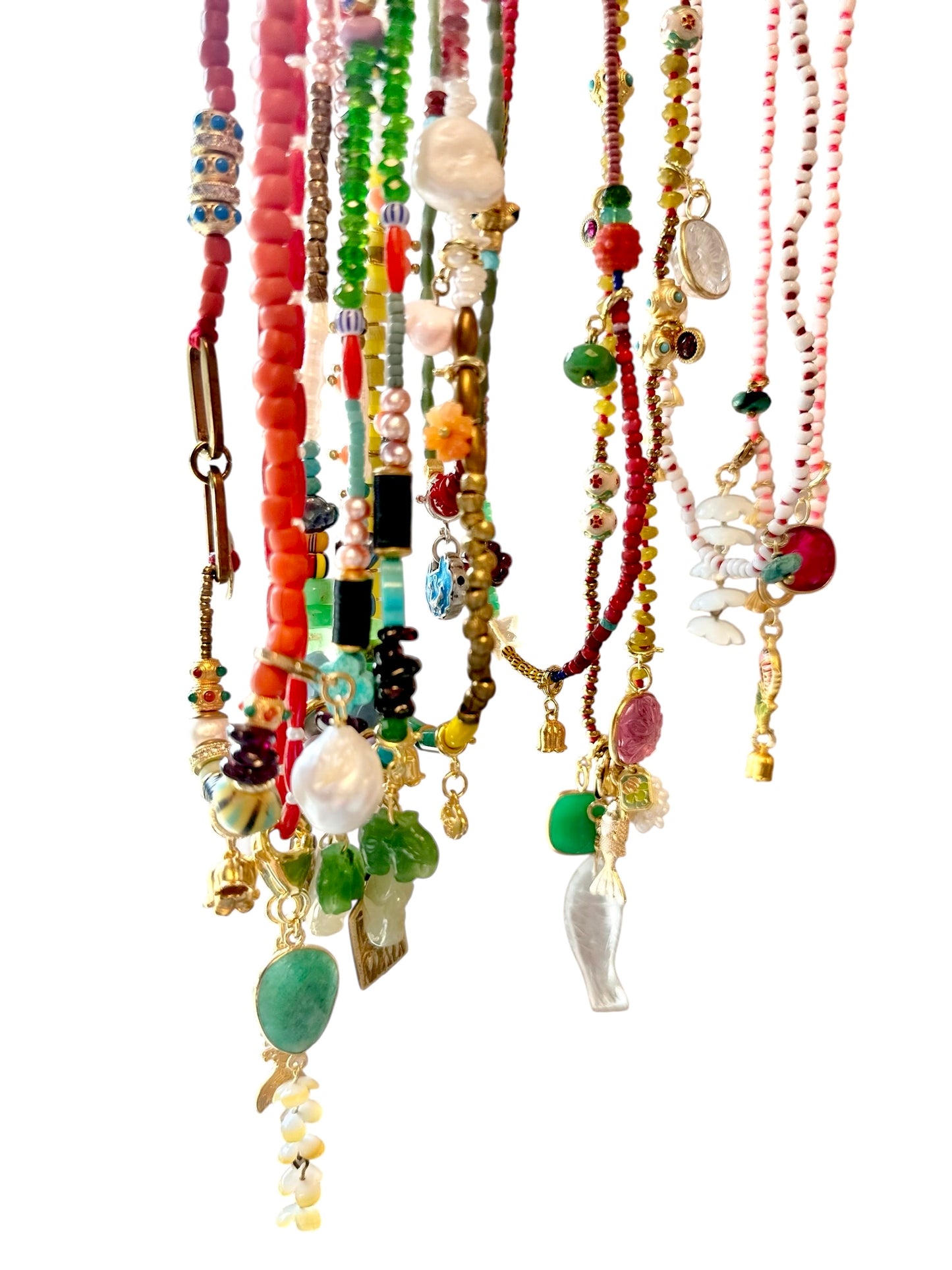 Beaded Charm Necklace in multi by Meredith Waterstraat