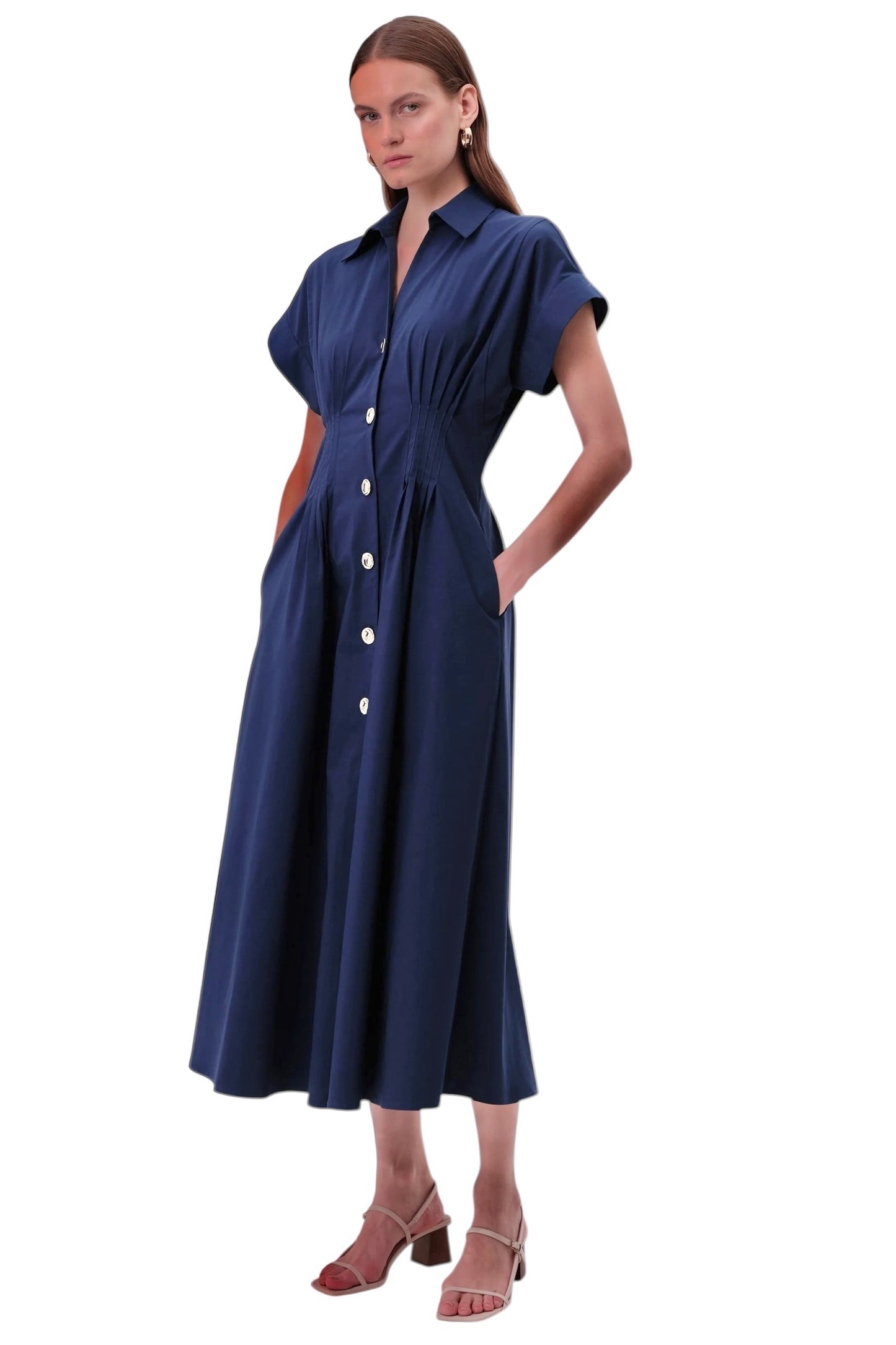 Reilly Solid Maxi Dress in navy by Exquise