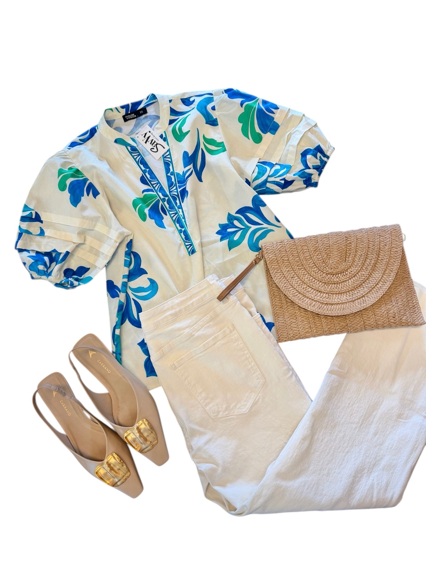 Raya Top in ocean bloom by Maude Vivante