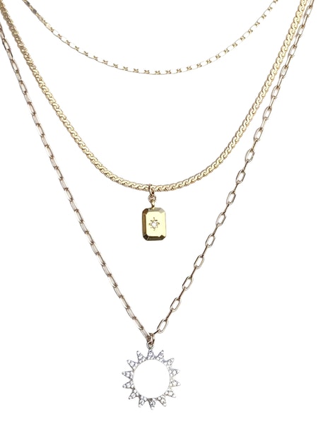 Eclipse 3 Layer Necklace in gold by Farrah B