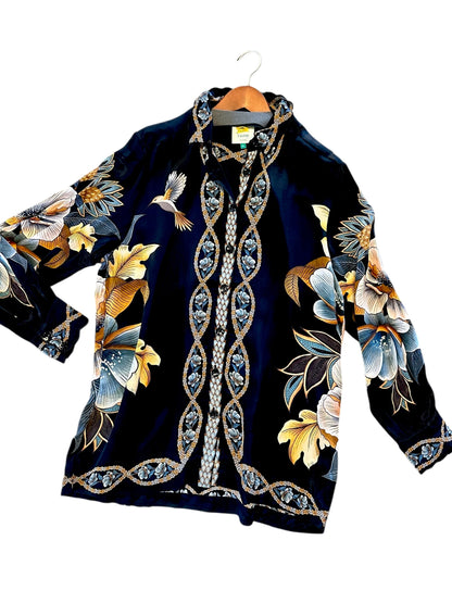 Snake Floral Pajama Shirt in black by Farm Rio