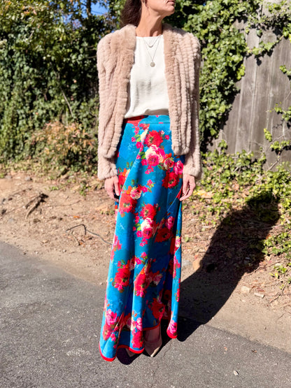 Serena Skirt in holiday chintz teal by Elizabeth James