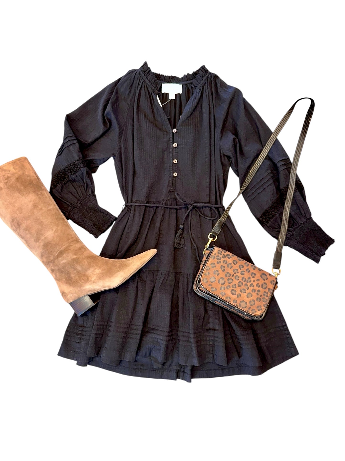 Meadow Mini Dress in black by Cleobella