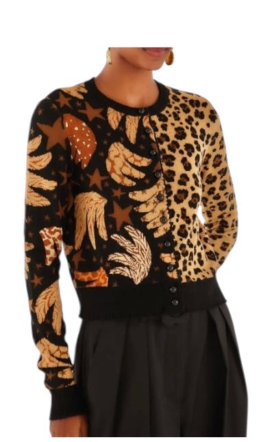 Banana Leopard Mixed Cardigan in banana sky black by Farm Rio