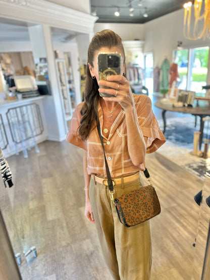 Ochre Leopard Mini Mia Crossbody in mustard by Kempton